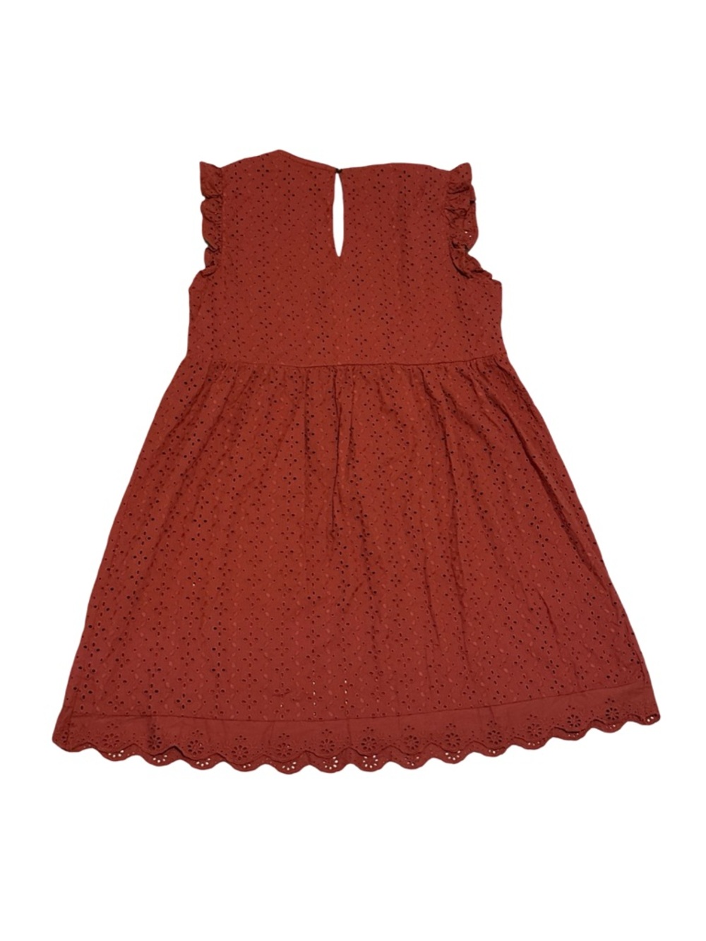Knox Rose Eyelet Babydoll Dress Rust Orange Medium Boho V Neck - Picture 2 of 3